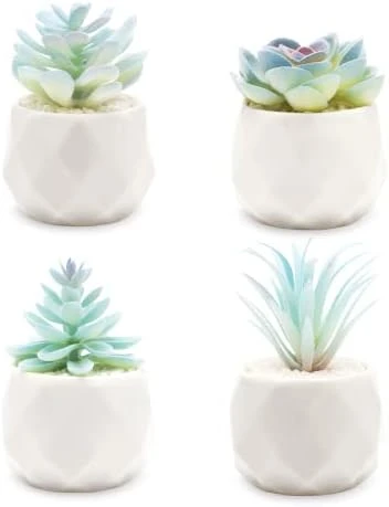VIVERIE Rose Pink Faux Succulents In White Ceramic Pot Set Of 4 - Plant Gifts, Cute Aesthetic Pink Room, Home Decor Accents, Centerpieces, Bathroom Decor, Mum Gifts, Cactus Decor, Succulents Wedding 8 VIVERIE Rose Pink Faux Succulents In White Ceramic Pot Set Of 4 - Plant Gifts, Cute Aesthetic Pink Room, Home Decor Accents, Centerpieces, Bathroom Decor, Mum Gifts, Cactus Decor, Succulents Wedding - Image 8