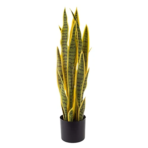 Artificial Sansevieria Snake Plant – 29.5-Inch Potted Fake Upward Foliage For Home Or Office Decoration – Pointed Polyester Leaves By Pure Garden 1 Artificial Sansevieria Snake Plant – 29.5-Inch Potted Fake Upward Foliage For Home Or Office Decoration – Pointed Polyester Leaves By Pure Garden