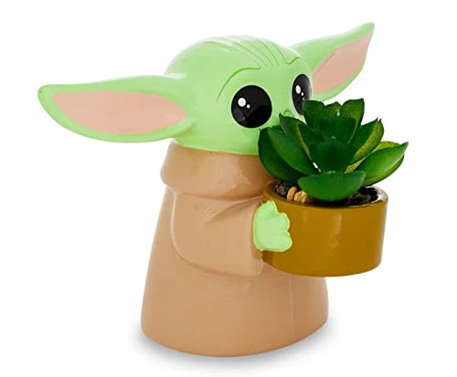 Silver Buffalo Star Wars: The Mandalorian Baby Yoda The Child Grogu 4-Inch Ceramic Mini Planter With Artificial Succulent 2 Silver Buffalo Star Wars: The Mandalorian Baby Yoda The Child Grogu 4-Inch Ceramic Mini Planter With Artificial Succulent - Image 2
