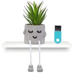 Iuuidu Artificial Potted Plant, Faux Succulent In Pot Emotional Cement Potted Plant Animated Artificial Succulents Decor For Home Living Room Bedroom And Office（Shy）