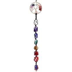 OyeahO Tree Of Life Crystals And Healing Stones, 7 Chakra Stones Car Hanging, Reiki Healing Crystals Feng Shui Ornament, Housewarming Gift For Good Luck/Yoga Meditation/Window Hanging/Home Decor