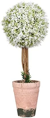 OAutoSjy Artificial Ball Shaped Tree Artificial Plants Potted Fake Topiary Single Ball Tree In Pot Simulation Plastic Faux Flower Ornament Tabletop Decorative Home Indoor Outdoor Decor, White Type 1 8 OAutoSjy Artificial Ball Shaped Tree Artificial Plants Potted Fake Topiary Single Ball Tree In Pot Simulation Plastic Faux Flower Ornament Tabletop Decorative Home Indoor Outdoor Decor, White Type 1 - Image 8