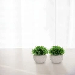 THE BLOOM TIMES 4 Packs Mini Potted Fake Plants For Bathroom/Home Office Decor, Small Artificial Plants In Pots Faux Greenery For House Decorations -Green Leaf Store 31bJWlPtQfL
