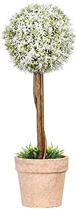 OAutoSjy Artificial Ball Shaped Tree Artificial Plants Potted Fake Topiary Single Ball Tree In Pot Simulation Plastic Faux Flower Ornament Tabletop Decorative Home Indoor Outdoor Decor, White Type 1 7 OAutoSjy Artificial Ball Shaped Tree Artificial Plants Potted Fake Topiary Single Ball Tree In Pot Simulation Plastic Faux Flower Ornament Tabletop Decorative Home Indoor Outdoor Decor, White Type 1 - Image 7