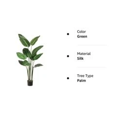 One 5 Foot Artificial Silk Bird Of Paradise Palm Tree Potted Plant -Green Leaf Store 31rhaFTssIL