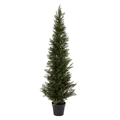 One 3 Foot Outdoor Artificial Cedar Topiary Tree Potted Plant 4 One 3 Foot Outdoor Artificial Cedar Topiary Tree Potted Plant - Image 4