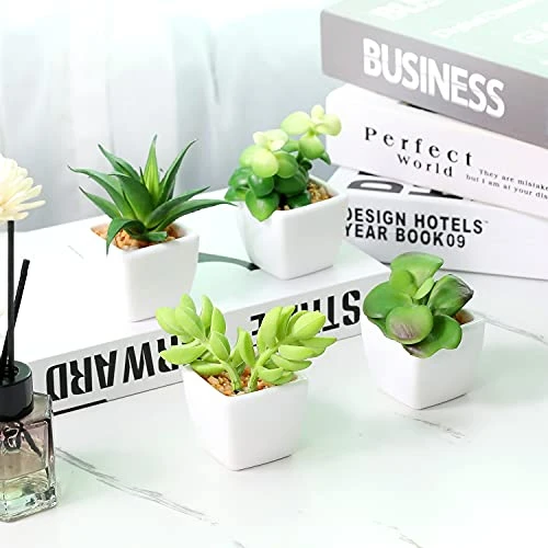 Artificial Succulent Plants Fake Succulent Plants Artificial Faux Succulents 4pcs Mini Potted Succulents For Home Office Room Decoration (Green) 2 Artificial Succulent Plants Fake Succulent Plants Artificial Faux Succulents 4pcs Mini Potted Succulents For Home Office Room Decoration (Green) - Image 2