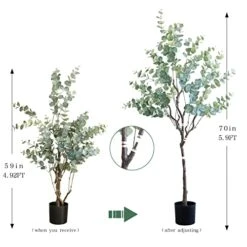 CHUVIM Artificial Eucalyptus Tree 6FT Tall Fake Silver Dollar Leaves Faux Eucalyptus Stems, Mordern Artificial Tree Plants For Home, Office, Courtyard Decor, Perfect Housewares Gift 6 CHUVIM Artificial Eucalyptus Tree 6FT Tall Fake Silver Dollar Leaves Faux Eucalyptus Stems, Mordern Artificial Tree Plants For Home, Office, Courtyard Decor, Perfect Housewares Gift -Green Leaf Store 410W5TGmCOL