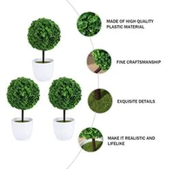 Garneck Potted Fake Plant Green 3Pcs Artificial Potted Plants Mini Boxwood Topiary Green Grass Ball Greenery In Pots Small Houseplants For Indoor Office Tabletop Decor Centerpiece Faux Plants Potted -Green Leaf Store 410lSqDYclL
