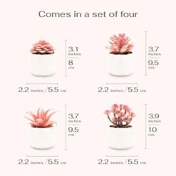 VIVERIE Rose Pink Faux Succulents In White Ceramic Pot Set Of 4 - Plant Gifts, Cute Aesthetic Pink Room, Home Decor Accents, Centerpieces, Bathroom Decor, Mum Gifts, Cactus Decor, Succulents Wedding 13 VIVERIE Rose Pink Faux Succulents In White Ceramic Pot Set Of 4 - Plant Gifts, Cute Aesthetic Pink Room, Home Decor Accents, Centerpieces, Bathroom Decor, Mum Gifts, Cactus Decor, Succulents Wedding -Green Leaf Store 410w51wSxfL