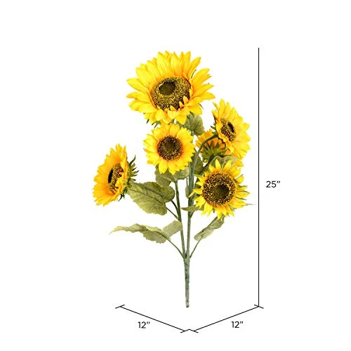 Vickerman Everyday 25" Artificial Yellow Sunflower Bush - Faux Indoor Floral Bush - For Home Or Office Vase Decor 1 Vickerman Everyday 25" Artificial Yellow Sunflower Bush - Faux Indoor Floral Bush - For Home Or Office Vase Decor