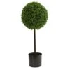 Nearly Natural Artificial UV Resistant 2.5â€™ Boxwood Ball Topiary Tree (Indoor/Outdoor), Green,12"D X 12"W X 2.5'H -Green Leaf Store 412B4DlNRpL