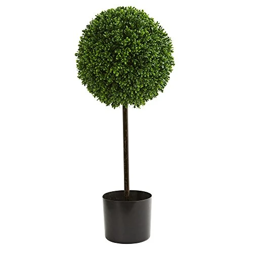 Nearly Natural Artificial UV Resistant 2.5’ Boxwood Ball Topiary Tree (Indoor/Outdoor), Green,12"D X 12"W X 2.5'H 1 Nearly Natural Artificial UV Resistant 2.5’ Boxwood Ball Topiary Tree (Indoor/Outdoor), Green,12"D X 12"W X 2.5'H