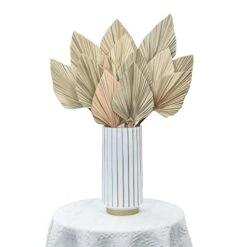 PYSAZI 12 Pcs Natural Dried Palm Leaves Boho Dried Palm Spears Leaves Bulk Small Dried Real Palm Fans Dry Palm Leaves With Stems Dried Leaf Boho Home Décor For Vase Wedding Office Home 43.5*12cm