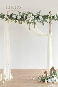 Ling's Moment 9FT Eucalyptus And Willow Leaf Garland With White Flower, Handcrafted Wedding Sweetheart Table Centerpieces Head Table Decor Arch Backdrop Decorations For Wedding | White & Sage -Green Leaf Store 413aybDIyyL