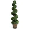GOPLUS 4 Ft Artificial Boxwood Spiral Topiary Tree, Fake Greenery Plants, Leaves & Cement-Filled Plastic Flower Pot Decorative Trees For Porch Home Office Indoor Outdoor -Green Leaf Store 41481Xb0xFL
