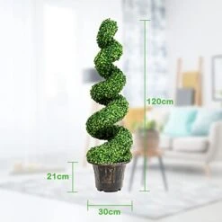 GENERIC Aurcs 4 Ft Artificial Boxwood Spiral Topiary Tree, Fake Plant Decor In Plastic Pot W/ Realistic Leaves & Twined Branches, Sturdy Steel Frame, Faux Potted Plants For Home, Office, Front Porch (1) -Green Leaf Store 414FnkgyyqL