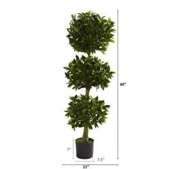 Nearly Natural 5381 5ft. Triple Bay Leaf Topiary UV Resistant (Indoor/Outdoor),Green 6 Nearly Natural 5381 5ft. Triple Bay Leaf Topiary UV Resistant (Indoor/Outdoor),Green -Green Leaf Store 416GWFc3SvL