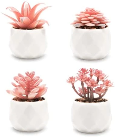 VIVERIE Rose Pink Faux Succulents In White Ceramic Pot Set Of 4 - Plant Gifts, Cute Aesthetic Pink Room, Home Decor Accents, Centerpieces, Bathroom Decor, Mum Gifts, Cactus Decor, Succulents Wedding 5 VIVERIE Rose Pink Faux Succulents In White Ceramic Pot Set Of 4 - Plant Gifts, Cute Aesthetic Pink Room, Home Decor Accents, Centerpieces, Bathroom Decor, Mum Gifts, Cactus Decor, Succulents Wedding - Image 5