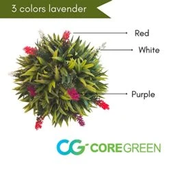 Coregreen 2PCS Artificial Lavender Topiary Ball 11inch Hanging Grass Ball Faux Lavender Flower Plant Indoor Outdoor Decor Home Lavender Party Decoration -Green Leaf Store 418WpWesbwL