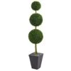 Nearly Natural 5613 Boxwood Triple Ball Topiary In Slate Planter, 6', Green -Green Leaf Store 4196LcVTZQL