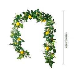BWOLE 6 Feet Artificial Lemon Garland Spring Fruit Garland With Lemons Artificial Lemon Vine Garland For Front Door Home Kitchen Party Wedding Decor -Green Leaf Store 41AU6bpttRL