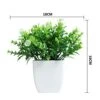FEILANDUO Set Of 2 Mini Potted Artificial Plants Plastic Fake Green Plant For Home Decor Office Desk Shower Room Decoration Faux Plants Indoor (White, Set Of 2) -Green Leaf Store 41ByqIywJdL