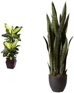 Nearly Natural, Green 4855 35in. Sansevieria With Black Planter -Green Leaf Store 41CLJ53F9BL. AC