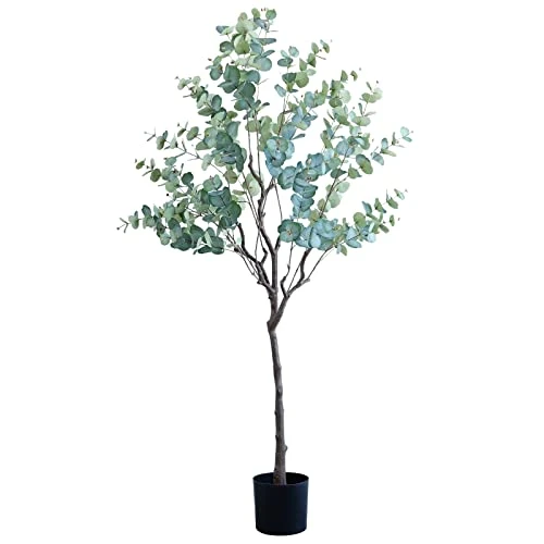 CHUVIM Artificial Eucalyptus Tree 6FT Tall Fake Silver Dollar Leaves Faux Eucalyptus Stems, Mordern Artificial Tree Plants For Home, Office, Courtyard Decor, Perfect Housewares Gift 1 CHUVIM Artificial Eucalyptus Tree 6FT Tall Fake Silver Dollar Leaves Faux Eucalyptus Stems, Mordern Artificial Tree Plants For Home, Office, Courtyard Decor, Perfect Housewares Gift