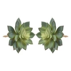 BCP Pack Of 2 Realistic Cute Green Home Garden Artificial Plastic Snowdrop Echeverias Succulent Plants Unpotted