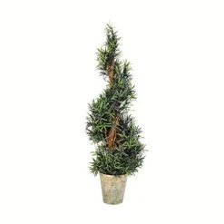 Vickerman Everyday Artificial Spiral Rosemary Tree 34 Inch Tall - Potted Natural Green Topiary - Indoor Home Living Room Office Faux Decor - Maintenance Free