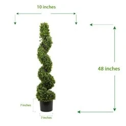 Season’s Need 4ft Artificial Boxwood Spiral Topiary Plants, Indoor Entryway, Living Room Or Covered Front Porch Home Decor, Faux Fake Plant Decoration, Set Of 2 -Green Leaf Store 41EdVCwojJL