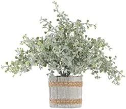 Ifreeside Small Potted Artificial Plants Plastic Fake Greenery Topiary Shrubs For Home Office Farmhouse Bathroom Tabletop Indoor Decor Green Rosemary -Green Leaf Store 41Ef2H5NycL. AC