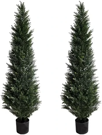 Momoplant (Set Of 2 4 Foot Artificial Cypress Topiary Tree Cedar Potted Plant Outdoor/Indoor 8 Momoplant (Set Of 2 4 Foot Artificial Cypress Topiary Tree Cedar Potted Plant Outdoor/Indoor - Image 8