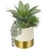 Large Artificial Succulents Plants Faux Succulents 12" Fake Succulent Plants In Gold Ceramic Pot Succulent Plant For Desk Modern Home Living Room Office Table Shelf Decor -Green Leaf Store 41FEmPXAk7L