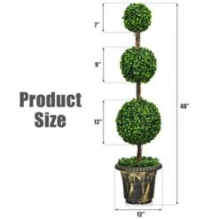 Goplus 4 Ft Artificial Boxwood Topiary Tree, Fake Greenery Plants Ball Tree, Leaves & Cement-Filled Plastic Flower Pot Decorative Trees For Home Office Indoor Outdoor -Green Leaf Store 41FQkIEj1ZL