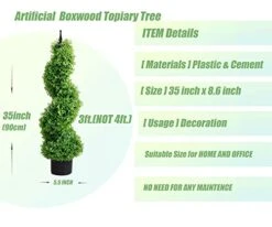 3ft Artificial Spiral Topiary,Faux Topiary Trees ,Artificial Boxwood Plants,Topiary Trees Artificial Outdoor 2 Pack,Fake Plant Green Decor For Outdoor And Indoor,Topiaries For Front Porch Set Of Two -Green Leaf Store 41FcTDUurrL