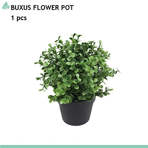 SunnyRoyal Artificial Mini Pant Potted Topiary Fake Buxus Boxwood Plants In Pot For Home/Indoor/Outdoor Décor 1 Pack 2 SunnyRoyal Artificial Mini Pant Potted Topiary Fake Buxus Boxwood Plants In Pot For Home/Indoor/Outdoor Décor 1 Pack - Image 2