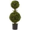 MISC 3ft Boxwood Topiary Double Sphere Bush Round 2 Balls Shrub Artificial Plant Decor Green Indoor Realistic Office Bathroom Bedroom, Polyester Iron Plastic -Green Leaf Store 41GFGpdUhwL