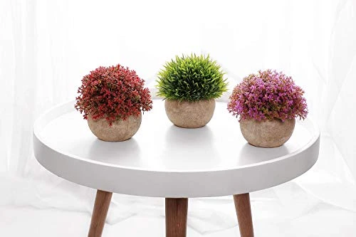 T4U Plastic Artificial Plants Fake Plants With Pots Decorative Colorful Lifelike Flower For Home/Office Decor Pack Of 3 4 T4U Plastic Artificial Plants Fake Plants With Pots Decorative Colorful Lifelike Flower For Home/Office Decor Pack Of 3 - Image 4