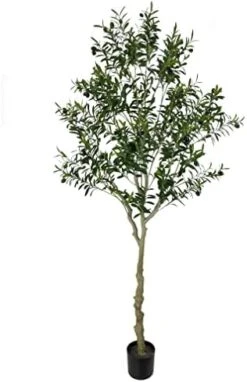 VIGGDA Artificial Tree Faux Olive Tree 7ft (82in,UV Protection 2289 Leaves) Tall Fake Olive Plant In Pot Fake Silk Tree Faux Plants Indoor -Green Leaf Store 41HM19X1OPL. AC