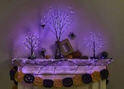BAOLITVINE Halloween Tree Branch Lights Withe Timer 100 Purple Fairy Lights 35IN, Lighted Black Branches Battery Operated For Halloween Decorations Inside Outdoor -Green Leaf Store 41HUePcZzfL