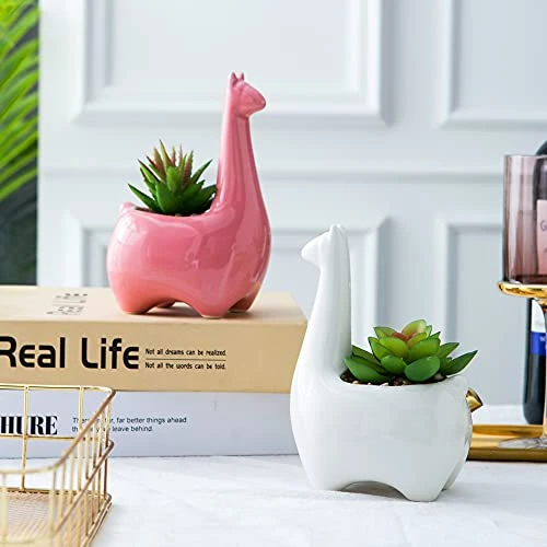 Tenforie Artificial Plant Pots, Ceramic Potted Artificial Succulent Decoration Alpaca Fake Plant Home Decor Tabletop Office Desk Outdoor Decoration - A 1 Tenforie Artificial Plant Pots, Ceramic Potted Artificial Succulent Decoration Alpaca Fake Plant Home Decor Tabletop Office Desk Outdoor Decoration - A