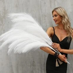 Black Faux Pampas Grass Set Of 3Pcs,43"/110cm Tall Fake Pompas Floral With DIY Card & Wooden Beads Garland,Large Artificial Pompous Grass Branches Plants For Floor Vase Filler Home Boho Decoration -Green Leaf Store 41IQgdauaCL. AC