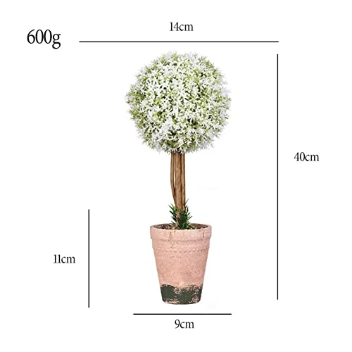OAutoSjy Artificial Ball Shaped Tree Artificial Plants Potted Fake Topiary Single Ball Tree In Pot Simulation Plastic Faux Flower Ornament Tabletop Decorative Home Indoor Outdoor Decor, White Type 1 1 OAutoSjy Artificial Ball Shaped Tree Artificial Plants Potted Fake Topiary Single Ball Tree In Pot Simulation Plastic Faux Flower Ornament Tabletop Decorative Home Indoor Outdoor Decor, White Type 1