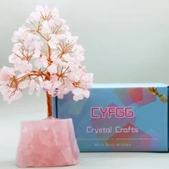 CYFGG Chakra Tree Decor Healing Crystal Tree With Natural Stone Base Decor Copper Money Bonsai Tree Quartz Tree Of Life Suitable For Home Office Table Decorations(Pink) -Green Leaf Store 41Ix6HZqfeL