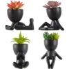 Fake Succulents Plants Decor, 4 Pcs Cute Artificial Succulent In Pot Assorted Life-Like Mini Artificial Greenery Fake Plants For Desk, Office, Living Room, Bathroom, Bedroom, Home Decor (Black-4 Pots) -Green Leaf Store 41J6FbVpsKL