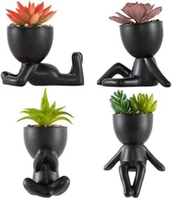 Fake Succulents Plants Decor, 4 Pcs Cute Artificial Succulent In Pot Assorted Life-Like Mini Artificial Greenery Fake Plants For Desk, Office, Living Room, Bathroom, Bedroom, Home Decor (Black-4 Pots) -Green Leaf Store 41J6FbVpsKL. AC