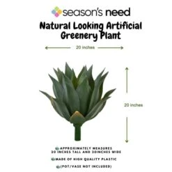 Season's Need 20" Agave Artificial Succulent Large Plants For Indoor Outdoor, Fake Tropical Farmhouse Aesthetic Décor, Patio Porch Decorative Silk Plant, Unpotted Green Spiked Agave (Pack Of 1) -Green Leaf Store 41Kf9iNbdEL
