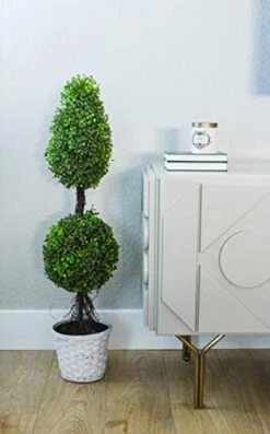 Admired By Nature Aritificial Double Ball,Shaped Boxwood Topiary In Plastic Pot, Green (GTR4634-NATURAL-2), 3ft -Green Leaf Store 41Kog1zI8sL